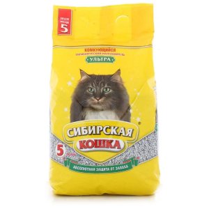 Наполнитель Сибирская кошка Ультра для кошачьего туалета комкующийся пл/уп 5л