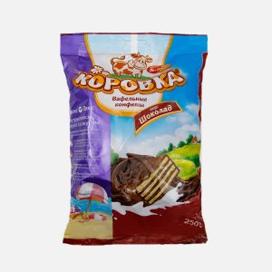 Конфеты РотФронт вафельные Коровка шоколад пл/уп 250г