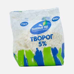 Творог Зеленый луг 5% пл/пак 450г