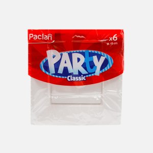 Тарелки Паклан белые квадратные пластик 180мм 6шт