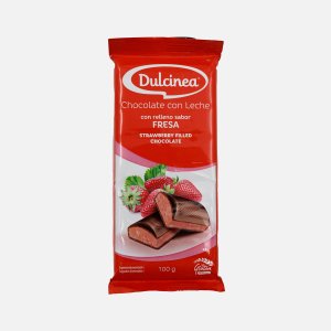 Шоколад Дульсинея молочный с клубничной начинкой 100г
