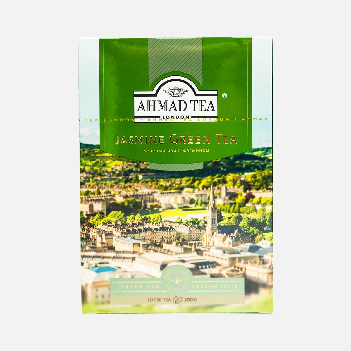Чай Ахмад Зеленый с жасмином листовой к/к 200г Чай Ахмад Зеленый с жасмином листовой к/к 200г