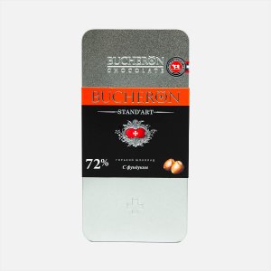 Горький шоколад Бушерон 72% с фундуком ж/б 100г