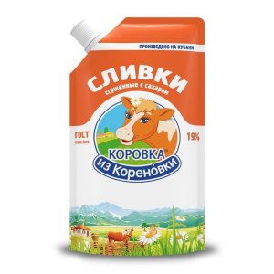 Сливки сгущ Коровка из Кореновки с сахаром ГОСТ 19% 270г