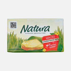 Масло Натура сливочное несоленое 82% фольга 180г