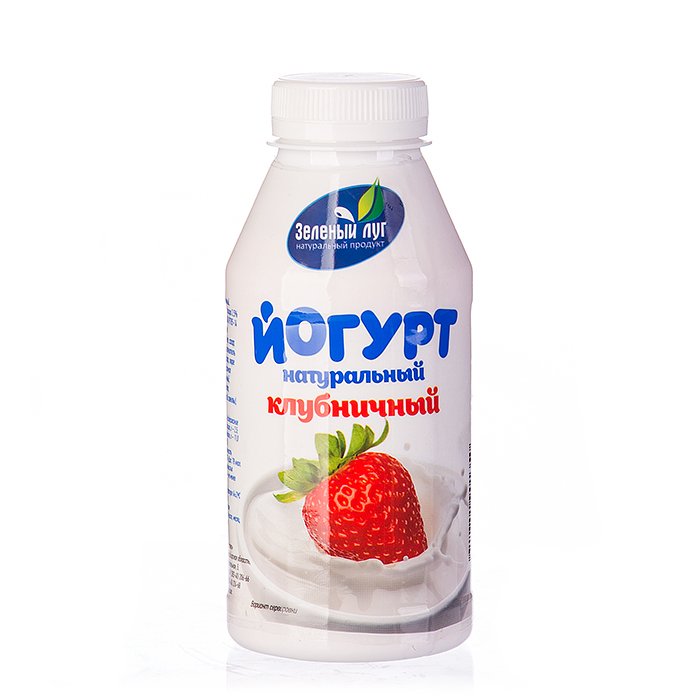 Йогурт Зеленый луг натуральный Клубничный 2.5% пл/бут 340г
