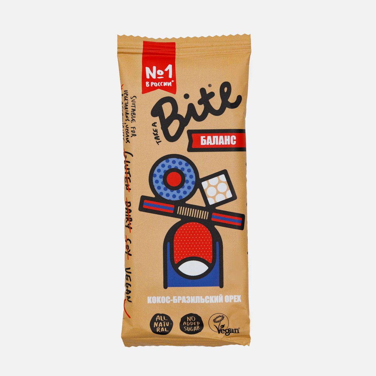 Батончик Бите Фруктово-ореховый Кокос/Бразильский орех веган 45г Батончик Бите Фруктово-ореховый Кокос/Бразильский орех веган 45г