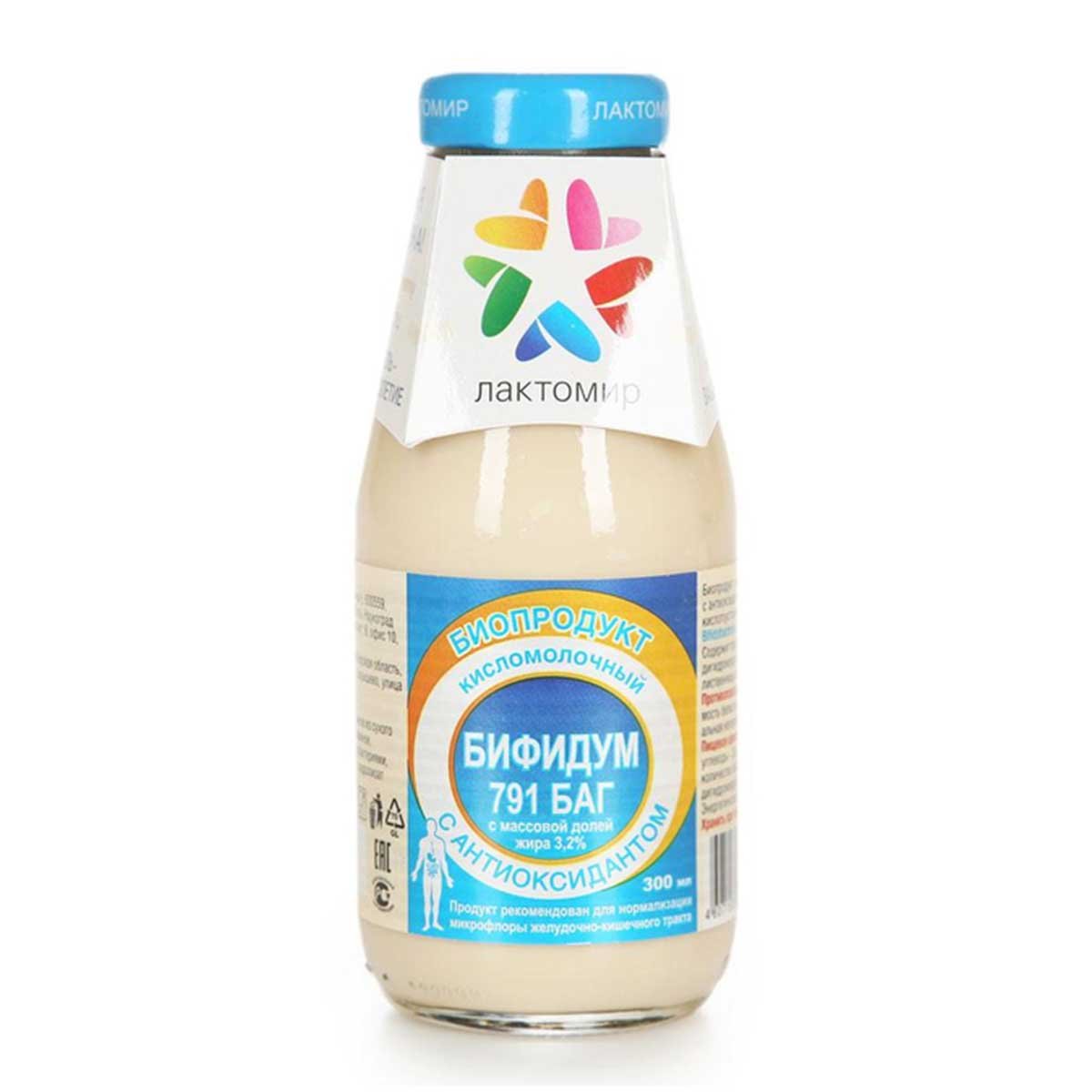 Биопрод к/м Лактомир Бифидум 791 Баг с антиоксидантом 3.2% 300мл Биопрод к/м Лактомир Бифидум 791 Баг с антиоксидантом 3.2% 300мл