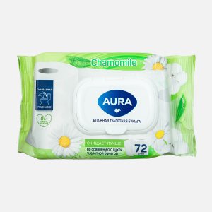 Бумага туалетная влажная Аура Найс с ромашкой 72шт