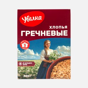 Хлопья Увелка гречневые к/кор 400г