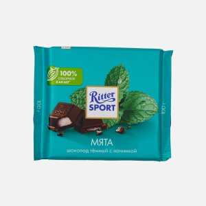 Шоколад Риттер Спорт темный с мятной начинкой 100г