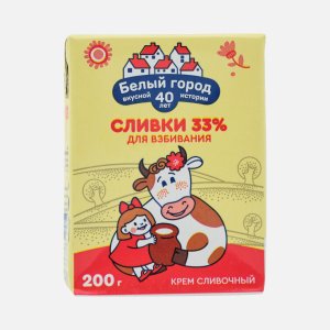 Продукт сливочный Белый город Сливки д/взбивания ультрапастеризованные 33% т/п 200г