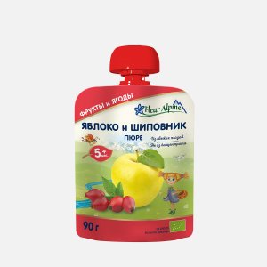 Пюре Флер Альпин Органик Яблоко шиповник c 5мес дой/пак/крыш 90г