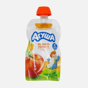 Пюре Агуша Яблоко/персик с 6мес дой/пак 90г