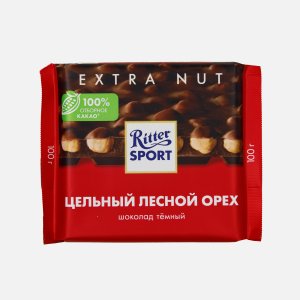 Шоколад Риттер Спорт темный Цельный лесной орех 100г