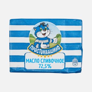 Масло Простоквашино сладкослив несоленое в/с 72.5% фольга 180г