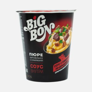 Пюре картофельное БигБон сухарики и соус с говядиной по-домашнему карт/ст 60г