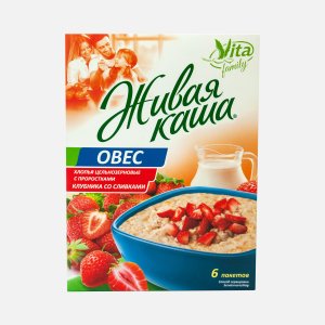 Каша Вита Живая каша овсяная Клубника со сливками с витам 6*35г