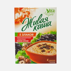 Каша Вита Живая каша 5 злаков Изюм и орехи с витаминами к/к 6*35г