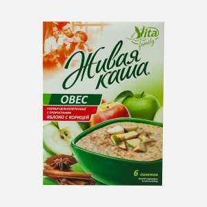 Хлопья Вита Живая каша Овес Яблоко с корицей к/к 6*35г