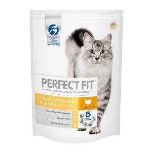 Корм Перфект Фит для кошек с чувствительным пищеварением с индейкой пл/пак 650г
