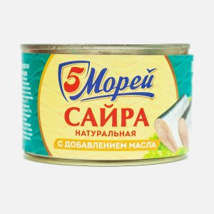 Сайра 5 морей т/о натуральная д/м ГОСТ ж/б 250г