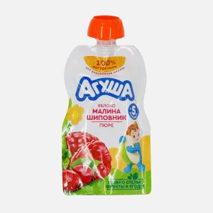 Пюре Агуша фруктово-ягодное Яблоко/малина/шиповник с 6мес 90г