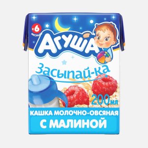 Каша Агуша Засыпай-ка молочно- овсяная с малиной с 6мес 2.5% 200мл
