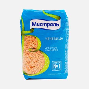 Чечевица Мистраль красная для супов и гарниров пл/пак 450г