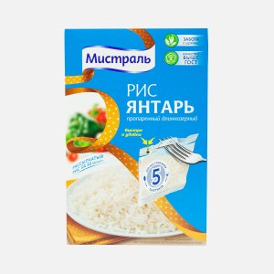 Рис Мистраль Янтарь длиннозерный пропаренный в пакетиках к/к 400г