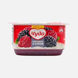 Десерт творож Чудо Творожок Малина/Ежевика 2слоя 4.2% 100г