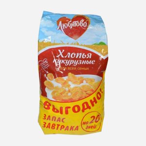 Хлопья Любятово Кукурузные пл/уп 600г