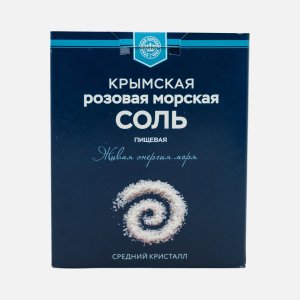 Соль Крымская розовая морская пищевая среднего помола к/к 750г