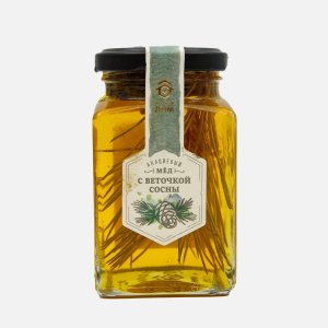 Мёд Медовый дом Акациевый с веточкой сосны ст/б 320г