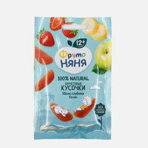 Фруктовые кусочки ФрутоНяня из яблок/клубники/бананов пл/уп 15г