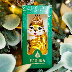 Украшение елочное Белочка 8см стекло С652