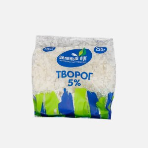 Творог Зеленый луг 5% пл/пак 220г