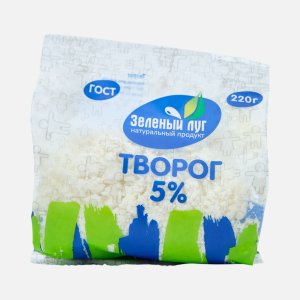 Творог Зеленый луг 5% пл/пак 220г