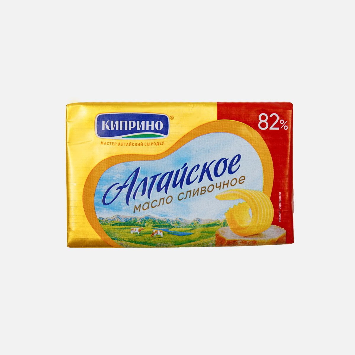 Масло Киприно Алтайское сливочное 82% фольга 180г Масло Киприно Алтайское сливочное 82% фольга 180г