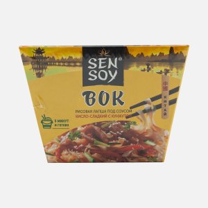 Лапша Сэн Сой Премиум б/п рисовая под китайским соусом Вок к/к 125г