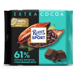 Шоколад Риттер Спорт 61% какао с утонченным вкусом из Никарагуа 100г