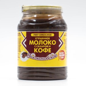 Молоко сгущ Волоконовское с сахаром и кофе ГОСТ 7.5% пл/б 380г