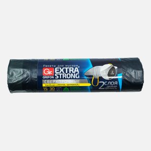 Пакеты Грифон д/мусора двухслойные с завязками 30л 50х60см 15шт в рул