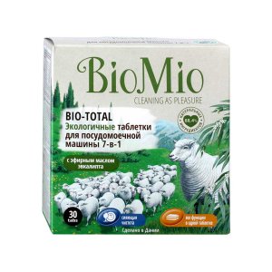 Таблетки БиоМио для посудомоечных машин 7в1 с эфир маслом эвкалипта 30шт 600г