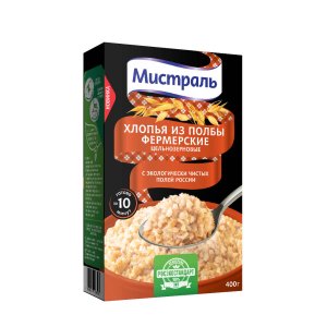 Хлопья Мистраль Фермерские из полбы цельнозерновые к/к 400г