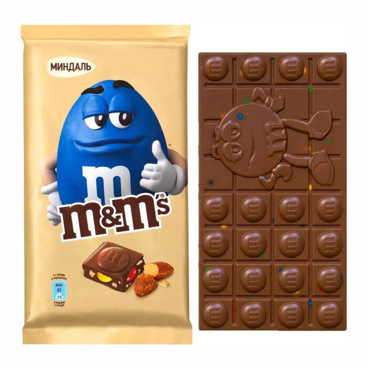 Шоколад m&m молочный миндаль/драже 122г