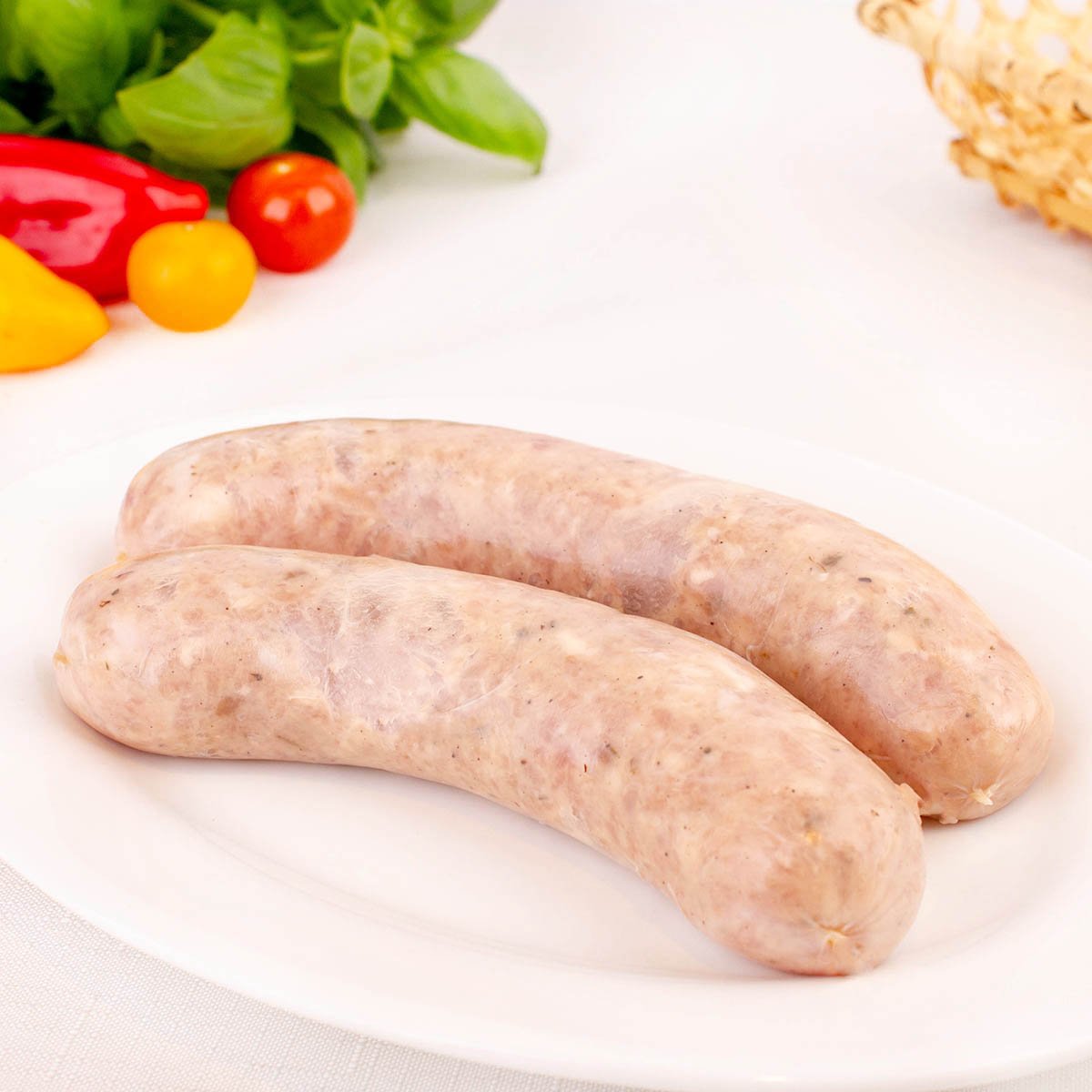 Колбаски из свинины и цыпленка с сыром п/ф вес Колбаски из свинины и цыпленка с сыром п/ф вес