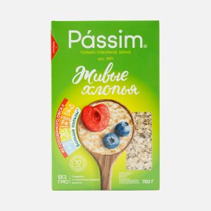 Хлопья Пассим Живые из голозерного овса к/к 750г