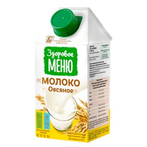 Молоко овсяное Здоровое меню 500мл напиток из растительного сырья