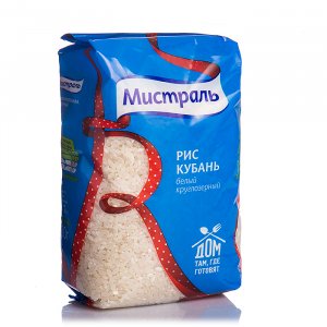 Рис круглозерный Мистраль белый Кубань, 900гр пл/п